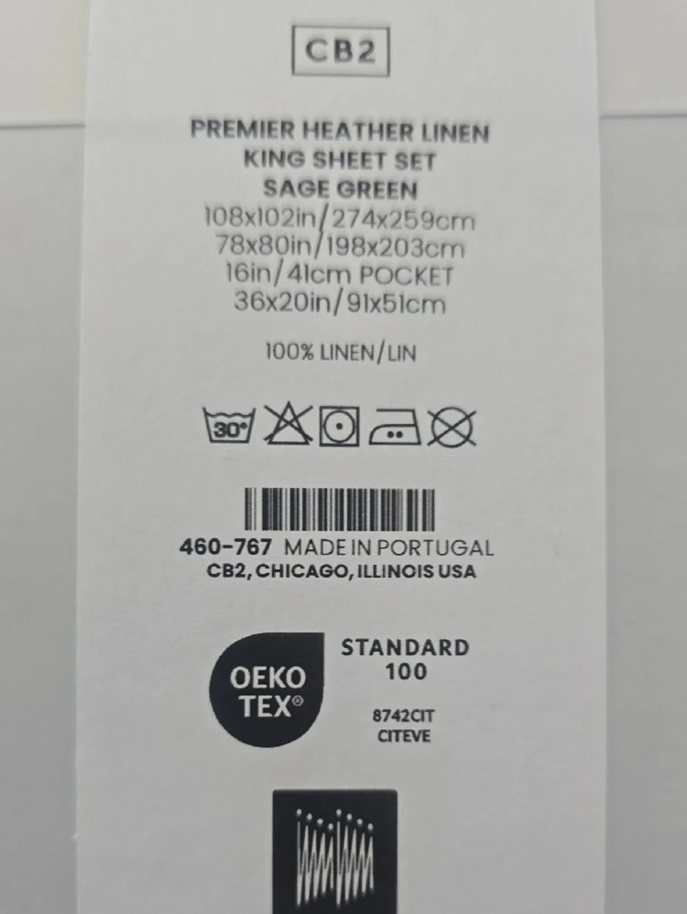 NEW!! Premier Sage Green EUROPEAN FLAX™-Certified Heathered Linen King Sheet Set
